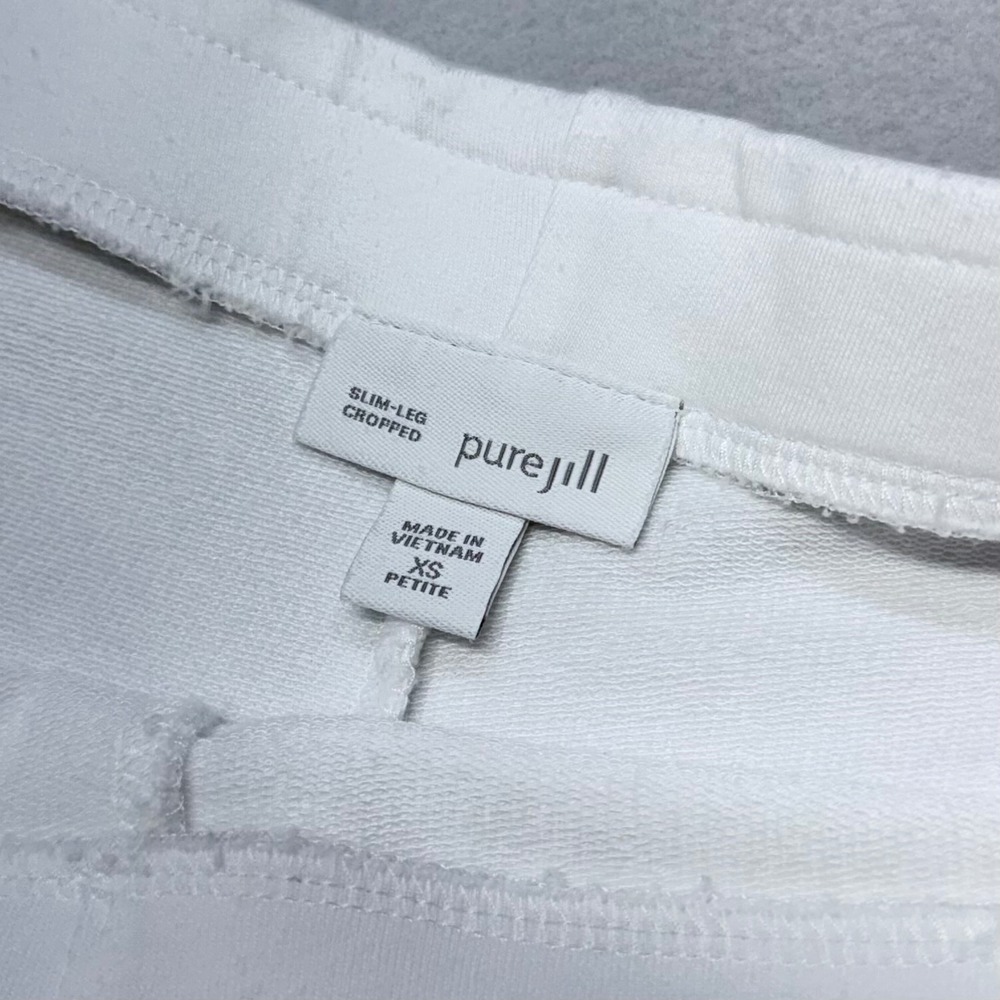 Pure Jill Slim-Leg Cropped Pants Womens XS Petite White Pima Cotton Stretch - Picture 3 of 12